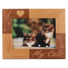 I LOVE MY CATS ENGRAVED ALDERWOOD CAT PHOTO FRAME in four sizes #0293   282778695111